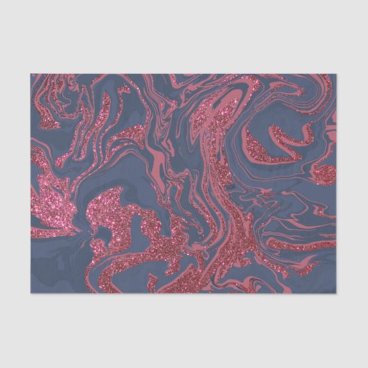 Burgundy Red Navy Blue Glitter Marble Tissuepapier (Voorkant)