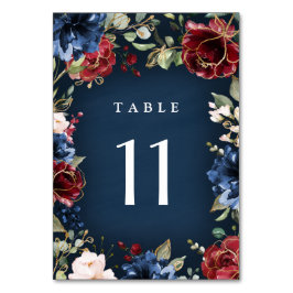 Burgundy Red Navy Blue Gold en Blush Pink Weddensc Kaart