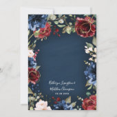 Burgundy Red Navy Blue Gold en Blush Pink Weddensc Kaart (Achterkant)