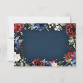 Burgundy Red Navy Blue Gold en Blush Pink Weddensc RSVP Kaartje (Achterkant)