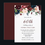 Burgundy Red Navy Blush Floral 60th Birthday Party Kaart<br><div class="desc">Burgundy Red Navy Blush Floral 60th Birthday Party Invitation more elegant floral design in onze winkel! Zie bijbehorend collectie in onze winkel</div>