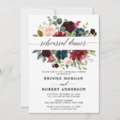 Burgundy Red Navy Blush Floral repesal diner Kaart (Voorkant)