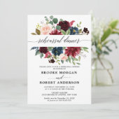 Burgundy Red Navy Blush Floral repesal diner Kaart (Staand voorkant)