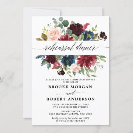 Burgundy Red Navy Blush Floral repesal diner Kaart