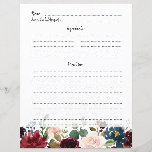 Burgundy Red Navy Blush Vrijgezellenfeest Recipkaa (Voorkant)