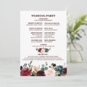 Burgundy Red Navy Floral Boho Fan Back Kaart (Staand voorkant)