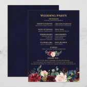 Burgundy Red Navy Floral Boho Fan Back Programmakaart (Voorkant / Achterkant)