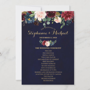 Burgundy Red Navy Floral Boho Fan Front Kaart
