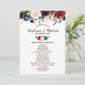 Burgundy Red Navy Floral Boho Fan Front Kaart (Staand voorkant)