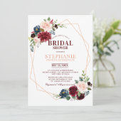 Burgundy Red Navy Floral Geometric Vrijgezellenfee Kaart (Staand voorkant)