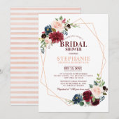 Burgundy Red Navy Floral Geometric Vrijgezellenfee Kaart (Voorkant / Achterkant)