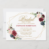 Burgundy Red Navy Floral Geometric Vrijgezellenfee Kaart (Voorkant)