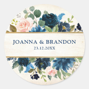 Burgundy Red Navy Floral Rustic Boho bedankt Ronde Sticker