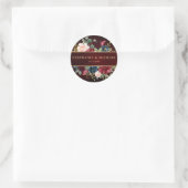 Burgundy Red Navy Floral Rustic Boho bedankt Ronde Sticker (Tas)