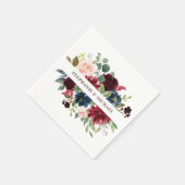 Burgundy Red Navy Floral Rustic Boho Paper Napkin Servet (Hoek)