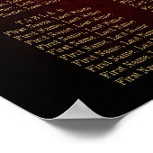 Burgundy Red Navy Floral Rustic Boho Seating Chart Poster (Hoek)