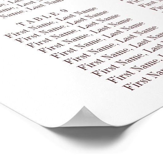 Burgundy Red Navy Floral Rustic Boho Seating Chart Poster (Hoek)