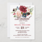 Burgundy Red Navy Floral Rustic Boho Vrijgezellenf Kaart (Voorkant)