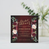 Burgundy Red Navy Floral Rustic Boho Vrijgezellenf Kaart (Staand voorkant)