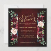 Burgundy Red Navy Floral Rustic Boho Vrijgezellenf Kaart (Voorkant)