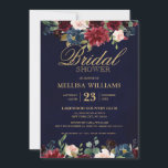 Burgundy Red Navy Floral Rustic Boho Vrijgezellenf Kaart<br><div class="desc">Waterverf Burgundy Red Navy Floral Rustic Boho Wedding Bridal Shower Invitation Kaart. Ideaal voor een valbruiloft. Het ontwerp is voorzien van een verbluffende bouquet van Bourgogne / Marsala , perziken , zeemijlbloemen met bijbehorende bladeren. Zoek meer overeenkomende design en variaties in mijn winkel met 'blissweddingpaperie'. En voel me vrij om...</div>