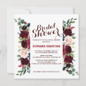 Burgundy Red Navy Floral Rustic Boho Vrijgezellenf Kaart (Voorkant)