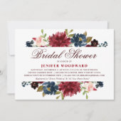 Burgundy Red Navy Floral Rustic Boho Vrijgezellenf Kaart (Voorkant)