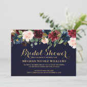 Burgundy Red Navy Floral Rustic Boho Vrijgezellenf Kaart (Staand voorkant)