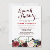 Burgundy Red Navy Floral Rustic Boho Vrijgezellenf Kaart (Voorkant)