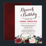 Burgundy Red Navy Floral Rustic Boho Vrijgezellenf Kaart<br><div class="desc">Waterverf Burgundy Red Navy Floral Rustic Boho Wedding Bridal Shower Invitation Kaart. Ideaal voor een valbruiloft. Het ontwerp is voorzien van een verbluffende bouquet van Bourgogne / Marsala , perziken , zeemijlbloemen met bijbehorende bladeren. Zoek meer overeenkomende design en variaties in mijn winkel met 'blissweddingpaperie'. En voel me vrij om...</div>