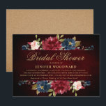 Burgundy Red Navy Floral Rustic Boho Vrijgezellenf Kaart<br><div class="desc">Waterverf Burgundy Red Navy Floral Rustic Boho Wedding Invitation Card. Ideaal voor een valbruiloft. Het ontwerp is voorzien van een verbluffende bouquet van Bourgogne / Marsala , perziken , zeemijlbloemen met bijbehorende bladeren. Zoek meer overeenkomende design en variaties in mijn winkel met 'blissweddingpaperie'. En voel me vrij om me voor...</div>