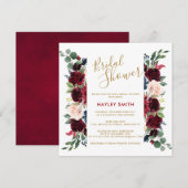 Burgundy Red Navy Floral Rustic Boho Vrijgezellenf Kaart (Voorkant / Achterkant)