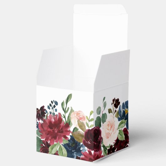 Burgundy Red Navy Floral Rustic Boho Wedding Bedankdoosjes (Geopend)