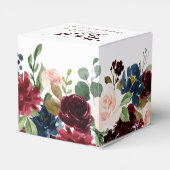 Burgundy Red Navy Floral Rustic Boho Wedding Bedankdoosjes (Achterkant)