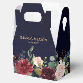 Burgundy Red Navy Floral Rustic Boho Wedding Bedankdoosjes (Geopend)