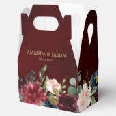 Burgundy Red Navy Floral Rustic Boho Wedding Bedankdoosjes (Geopend)