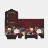 Burgundy Red Navy Floral Rustic Boho Wedding Bedankdoosjes (Uitgevouwen)