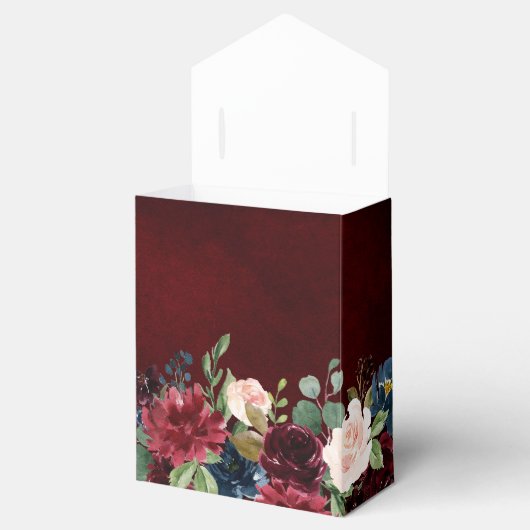 Burgundy Red Navy Floral Rustic Boho Wedding Bedankdoosjes (Geopend)