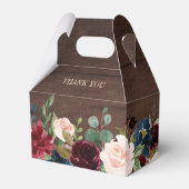 Burgundy Red Navy Floral Rustic Boho Wedding Bedankdoosjes (Achterkant)