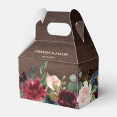 Burgundy Red Navy Floral Rustic Boho Wedding Bedankdoosjes (Voorkant Zijde)