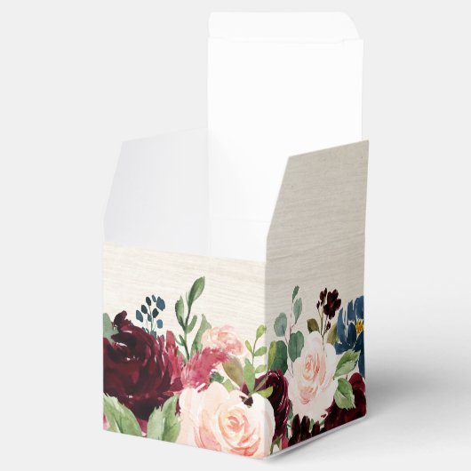 Burgundy Red Navy Floral Rustic Boho Wedding Bedankdoosjes (Geopend)