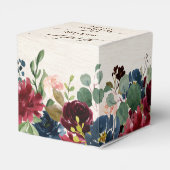 Burgundy Red Navy Floral Rustic Boho Wedding Bedankdoosjes (Achterkant)