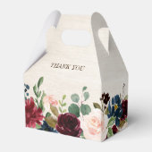 Burgundy Red Navy Floral Rustic Boho Wedding Bedankdoosjes (Achterkant)