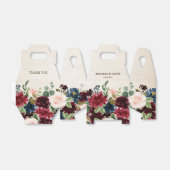 Burgundy Red Navy Floral Rustic Boho Wedding Bedankdoosjes (Uitgevouwen)