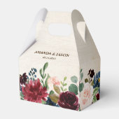 Burgundy Red Navy Floral Rustic Boho Wedding Bedankdoosjes (Voorkant Zijde)