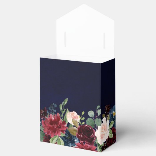 Burgundy Red Navy Floral Rustic Boho Wedding Bedankdoosjes (Geopend)