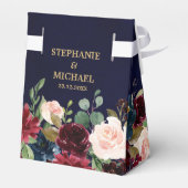 Burgundy Red Navy Floral Rustic Boho Wedding Bedankdoosjes (Achterkant)