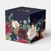 Burgundy Red Navy Floral Rustic Boho Wedding Bedankdoosjes (Achterkant)