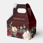 Burgundy Red Navy Floral Rustic Boho Wedding Bedankdoosjes (Achterkant)