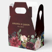 Burgundy Red Navy Floral Rustic Boho Wedding Bedankdoosjes (Geopend)